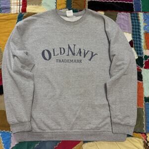 Vintage 90s Old Navy Distressed Collar Grey Crewneck Medium